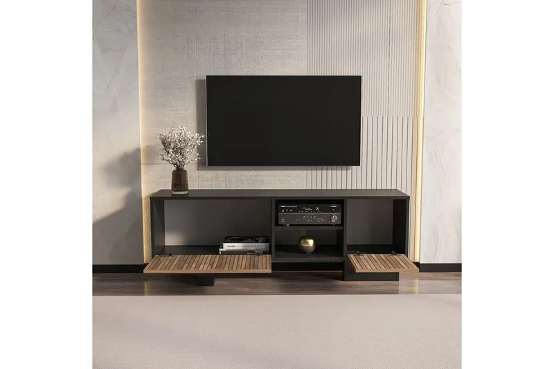 Dargaville TV-benk 150 cm - Sort/Brun - Møbler - Mediamøbel & tv møbel - TV-benk & mediabenk