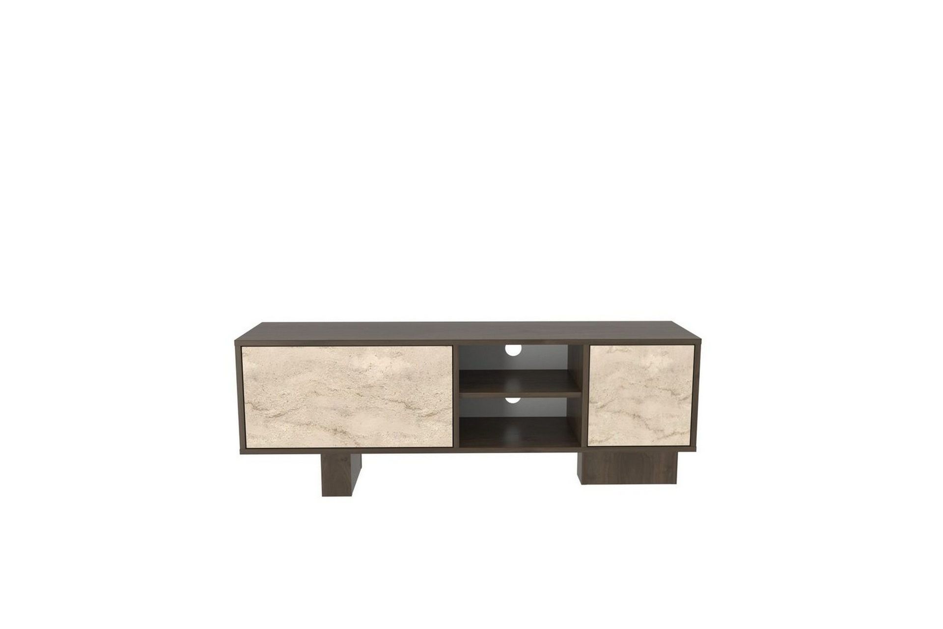 Dargaville TV-benk 150 cm - Valnøtt/Travertin
