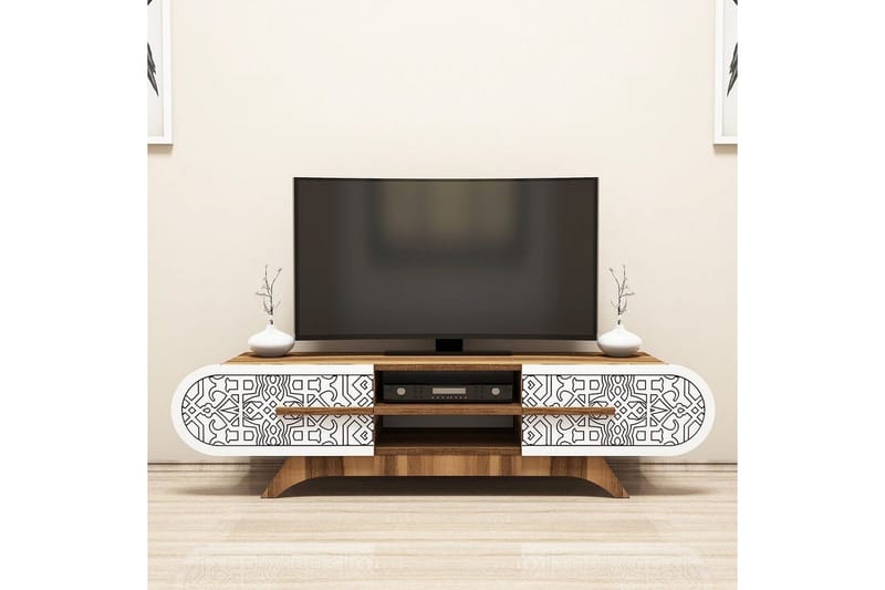 Defneia TV-benk 145 cm - Hvit/Natur - Møbler - Mediamøbel & tv møbel - TV-benk & mediabenk