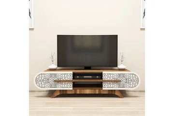 Defneia TV-benk 145 cm - Valnøtt/Krem - Møbler - Mediamøbel & tv møbel - TV-benk & mediabenk