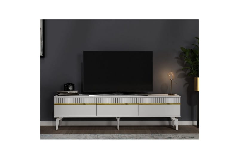 Defneia TV-benk 180 cm - Gull/Hvit - Møbler - Mediamøbel & tv møbel - TV-benk & mediabenk