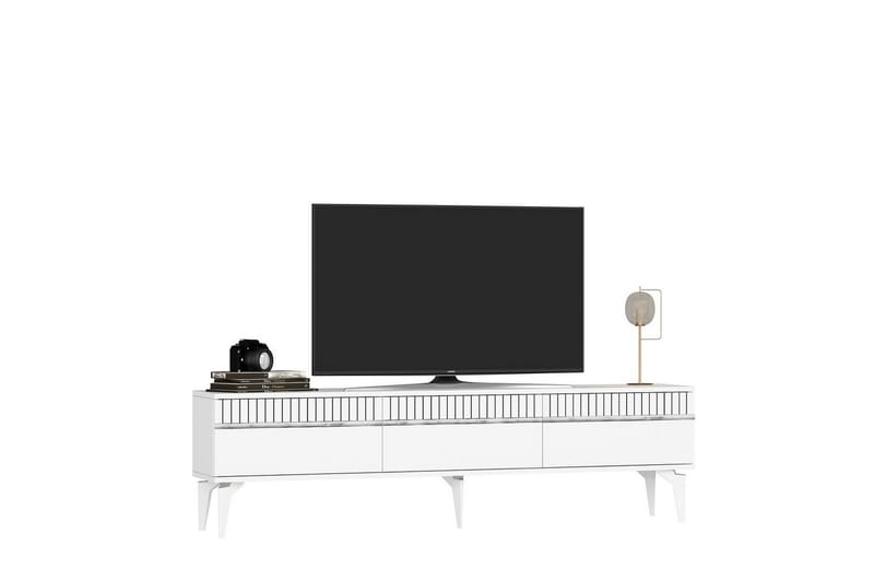 Defneia TV-benk 180 cm - Hvit/Sølv - Møbler - Mediamøbel & tv møbel - TV-benk & mediabenk