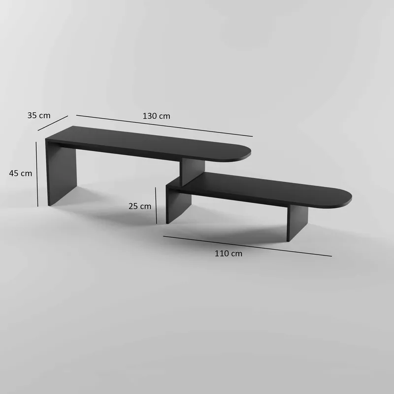 Deliones TV-benk 130 cm - Svart - Møbler - Mediamøbel & tv møbel - Mediestativ & veggfeste