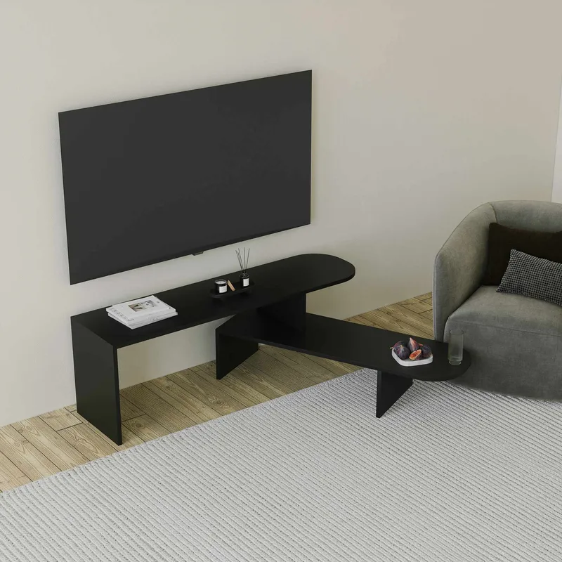 Deliones TV-benk 130 cm - Svart - Møbler - Mediamøbel & tv møbel - Mediestativ & veggfeste