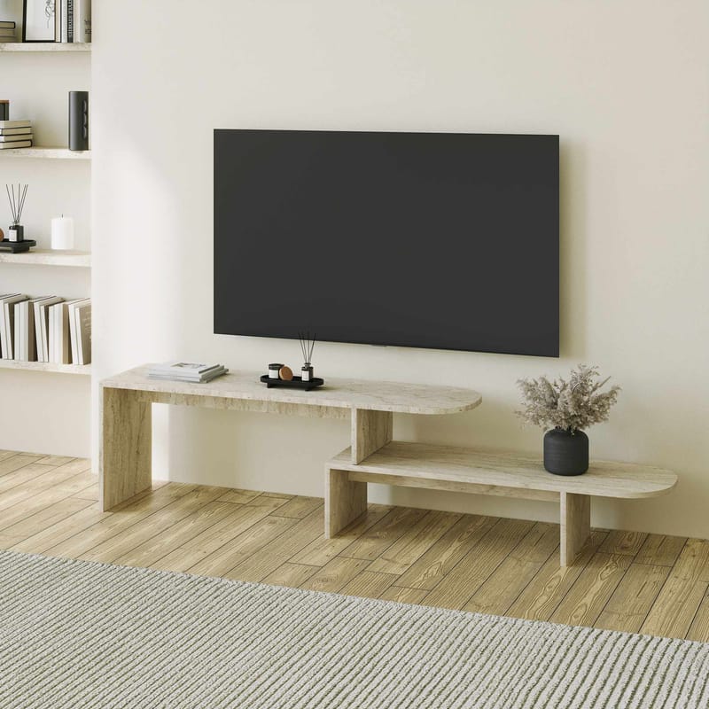 Deliones TV-benk 130 cm - Travertin - Møbler - Mediamøbel & tv møbel - Mediestativ & veggfeste