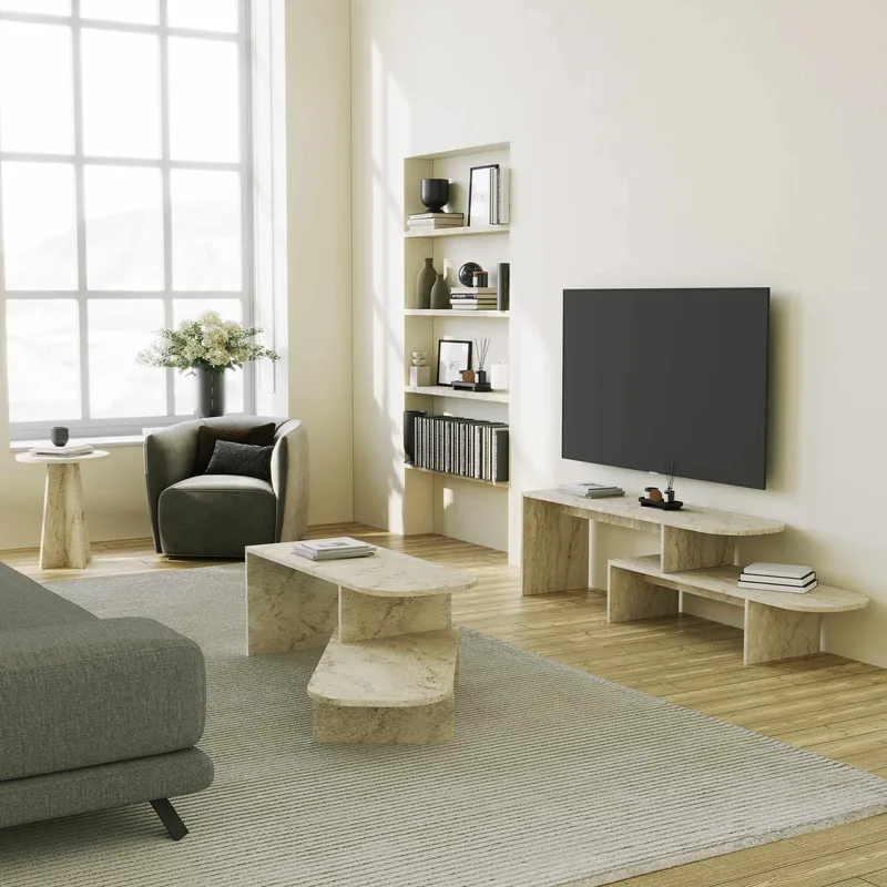 Deliones TV-benk 130 cm - Travertin - Møbler - Mediamøbel & tv møbel - Mediestativ & veggfeste