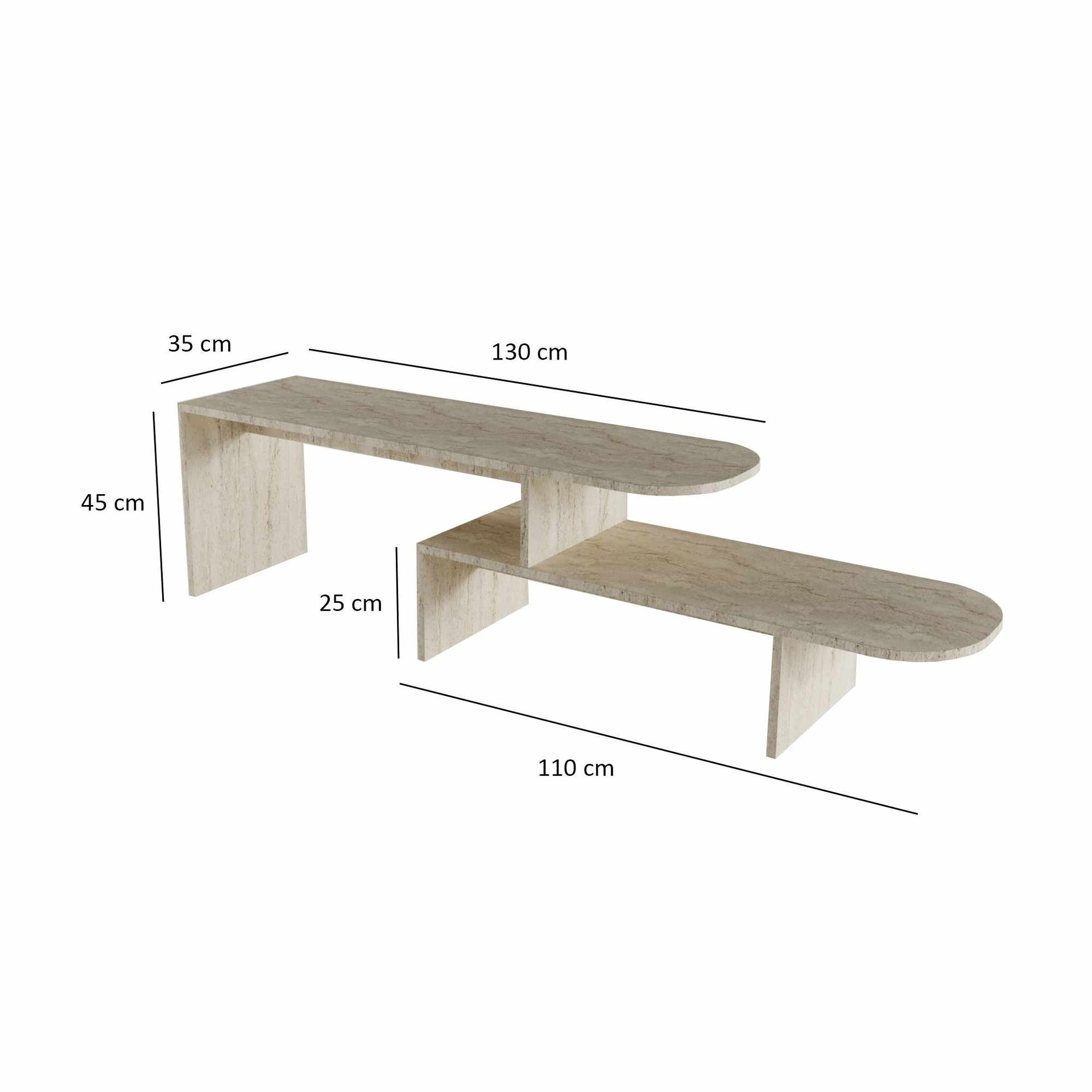 Deliones TV-benk 130 cm - Travertin