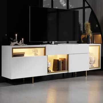 Denvar TV-benk 180x55x32 cm - hvit/gull - Møbler - Mediamøbel & tv møbel - TV-benk & mediabenk