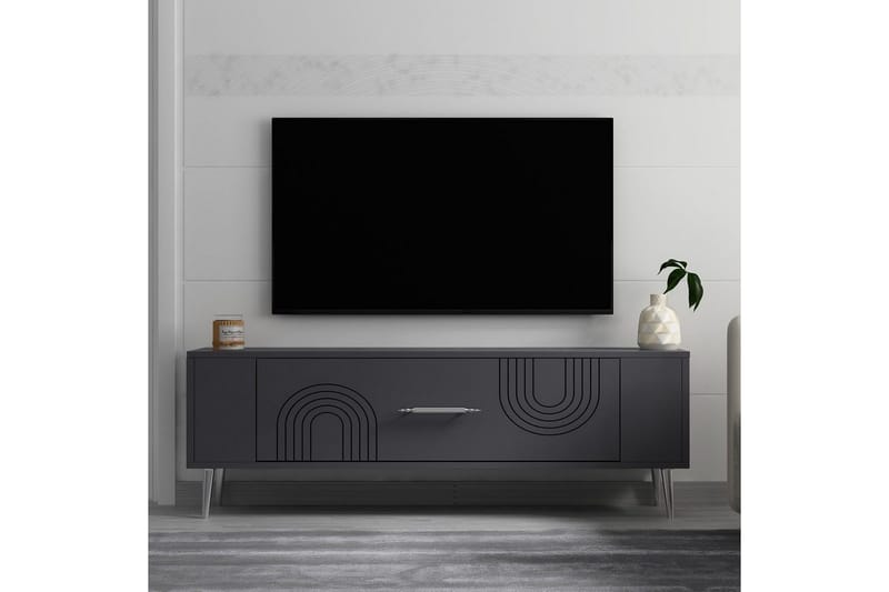 Deyric TV-benk 120 cm - Antrasitt/Sølv - Møbler - Mediamøbel & tv møbel - TV-benk & mediabenk