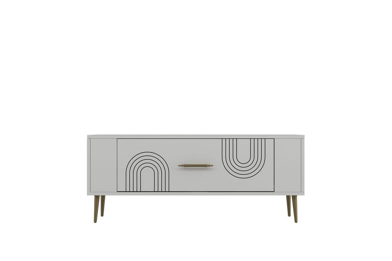 Deyric TV-benk 120 cm - Hvit/Gull - Møbler - Mediamøbel & tv møbel - TV-benk & mediabenk