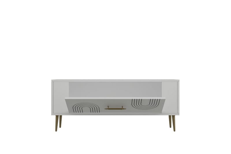 Deyric TV-benk 120 cm - Hvit/Gull - Møbler - Mediamøbel & tv møbel - TV-benk & mediabenk