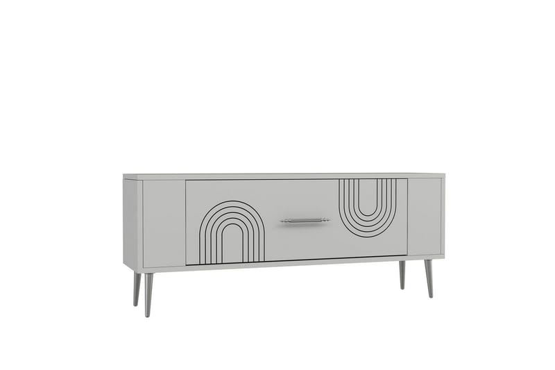 Deyric TV-benk 120 cm - Hvit/Sølv - Møbler - Mediamøbel & tv møbel - TV-benk & mediabenk