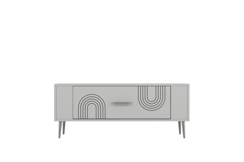 Deyric TV-benk 120 cm - Hvit/Sølv - Møbler - Mediamøbel & tv møbel - TV-benk & mediabenk