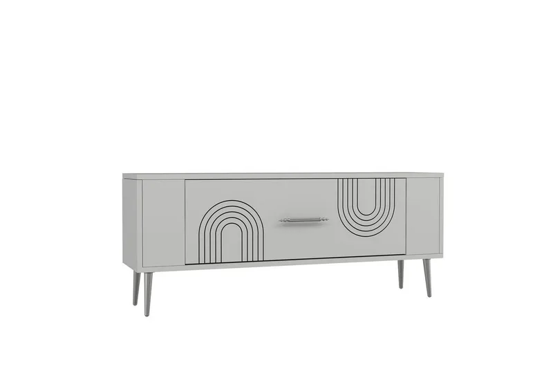 Deyric TV-benk 120 cm - Hvit/Sølv - Møbler - Mediamøbel & tv møbel - TV-benk & mediabenk