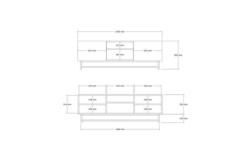 Deyvon TV-benk 150 cm - Valnøtt - Møbler - Mediamøbel & tv møbel - TV-benk & mediabenk
