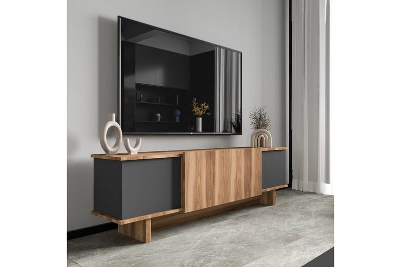 Diannare TV-benk 180 cm - Mellomfarget tre/Antrasitt - Møbler - Mediamøbel & tv møbel - TV-benk & mediabenk