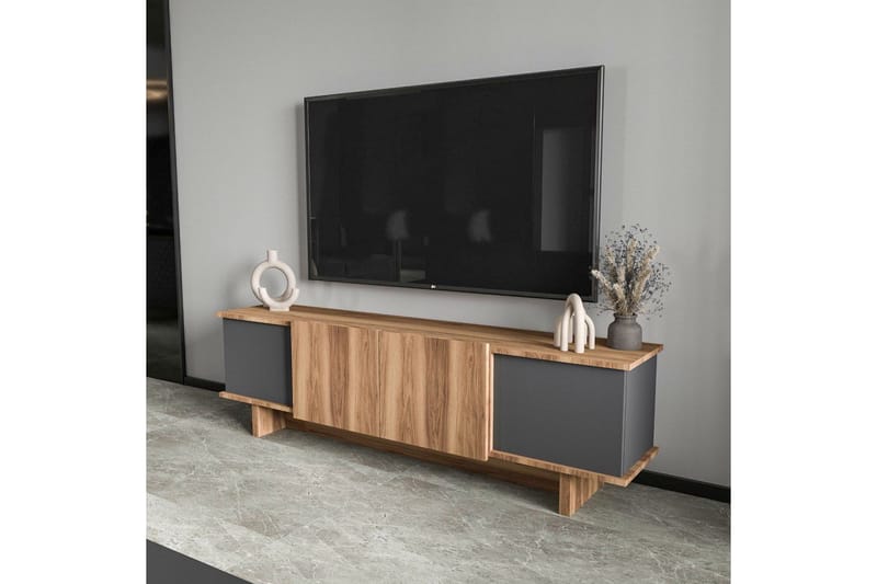 Diannare TV-benk 180 cm - Mellomfarget tre/Antrasitt - Møbler - Mediamøbel & tv møbel - TV-benk & mediabenk