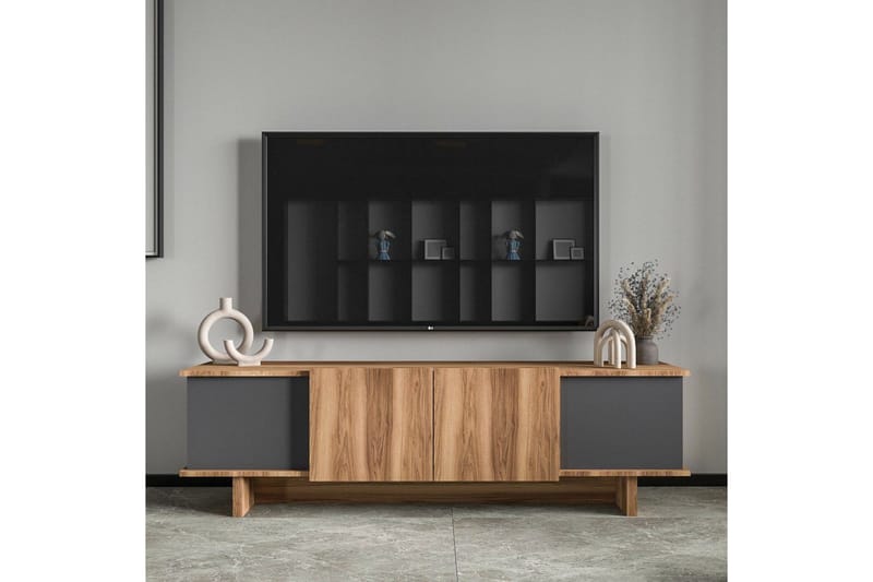 Diannare TV-benk 180 cm - Mellomfarget tre/Antrasitt - Møbler - Mediamøbel & tv møbel - TV-benk & mediabenk