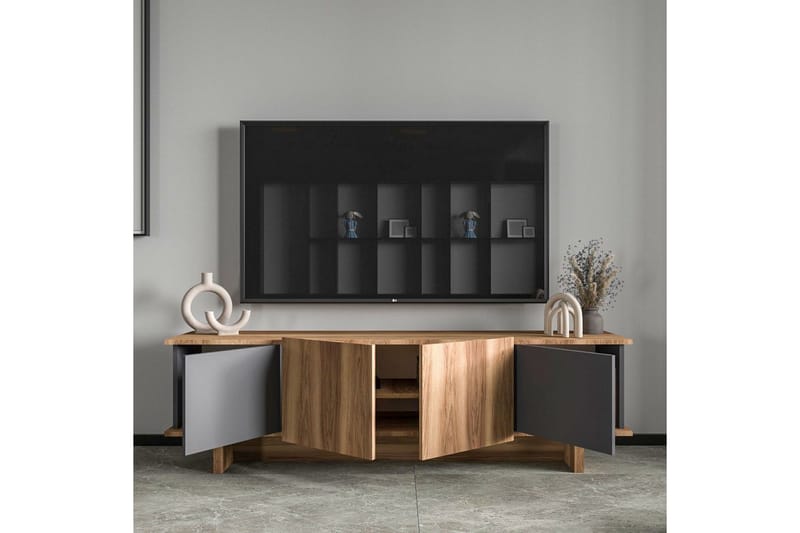 Diannare TV-benk 180 cm - Mellomfarget tre/Antrasitt - Møbler - Mediamøbel & tv møbel - TV-benk & mediabenk
