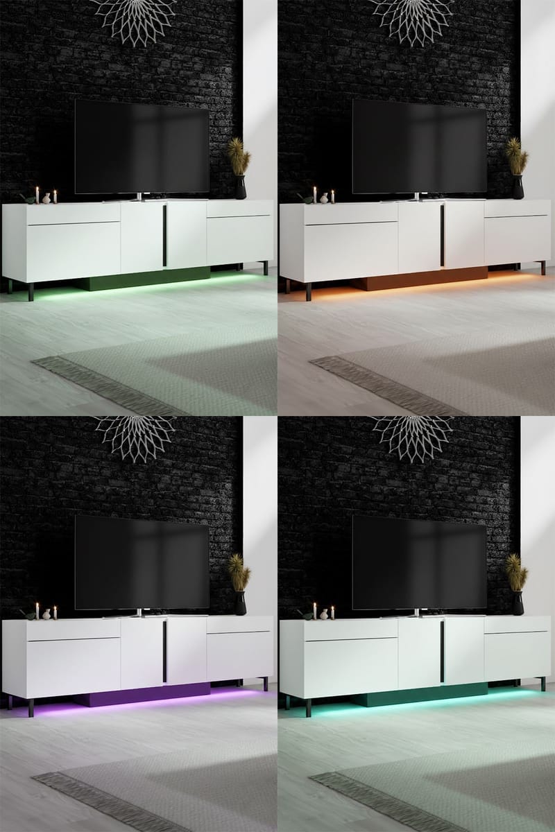 Djarhint TV-benk 180 cm - Hvit - Møbler - Mediamøbel & tv møbel - Mediestativ & veggfeste