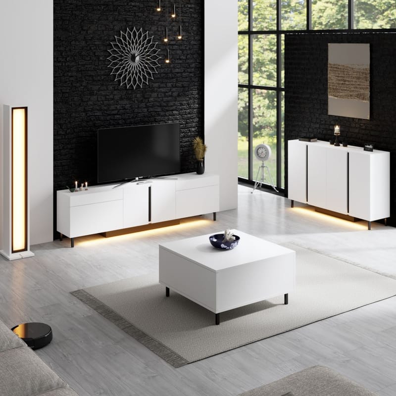 Djarhint TV-benk 180 cm - Hvit - Møbler - Mediamøbel & tv møbel - Mediestativ & veggfeste