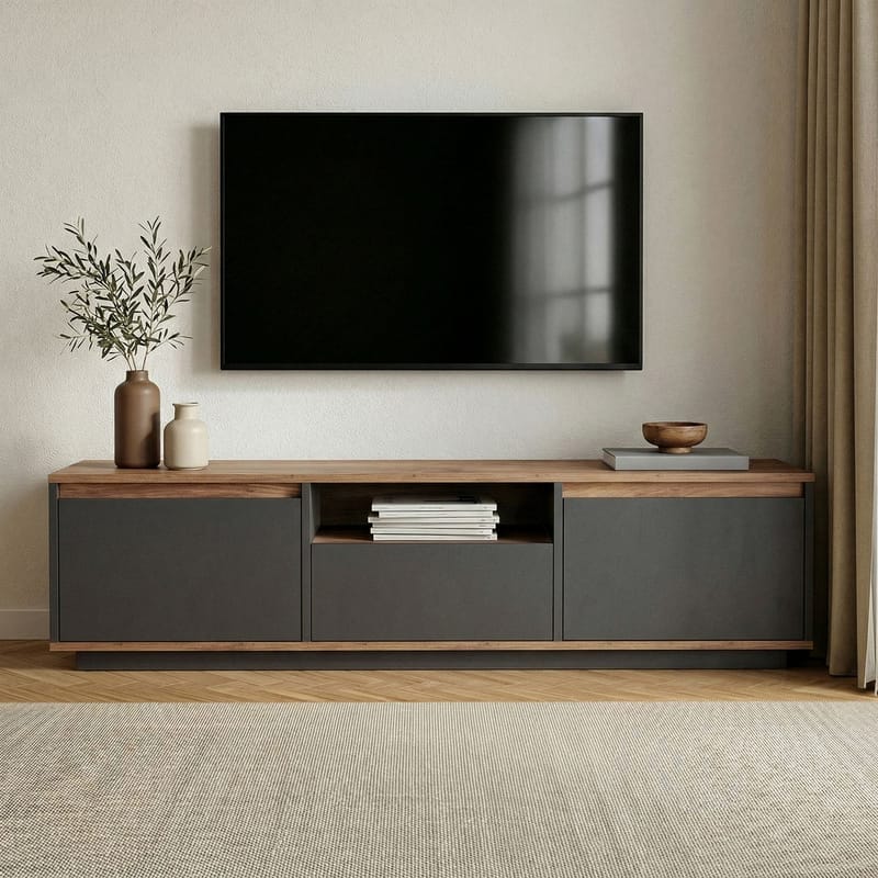 Domar TV-benk 160 cm - Antrasitt, Atlantic pine - Møbler - Mediam øbel & tv møbel - TV-benk & mediabenk