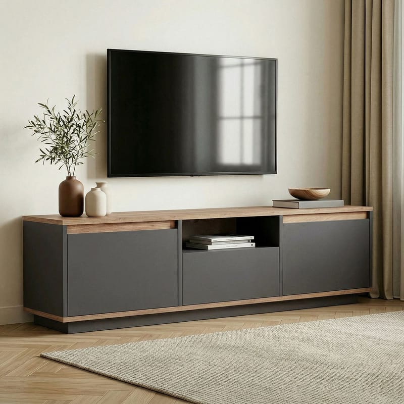 Domar TV-benk 160 cm - Antrasitt, Atlantic pine - Møbler - Mediamøbel & tv møbel - TV-benk & mediabenk