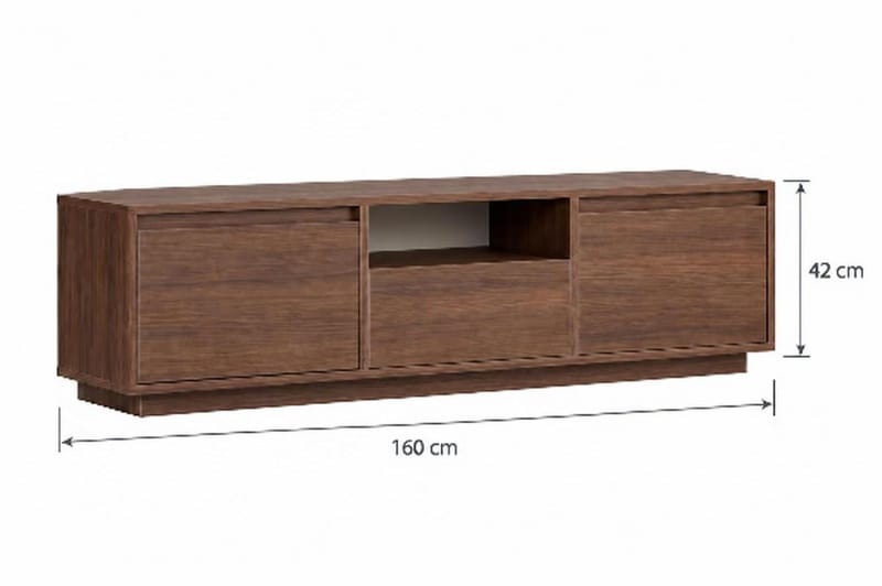 Domar TV-benk 160 cm med Oppbevaring, Tre- og Valnøttutseende - Brun - Møbler - Mediamøbel & tv møbel - TV-benk & mediabenk