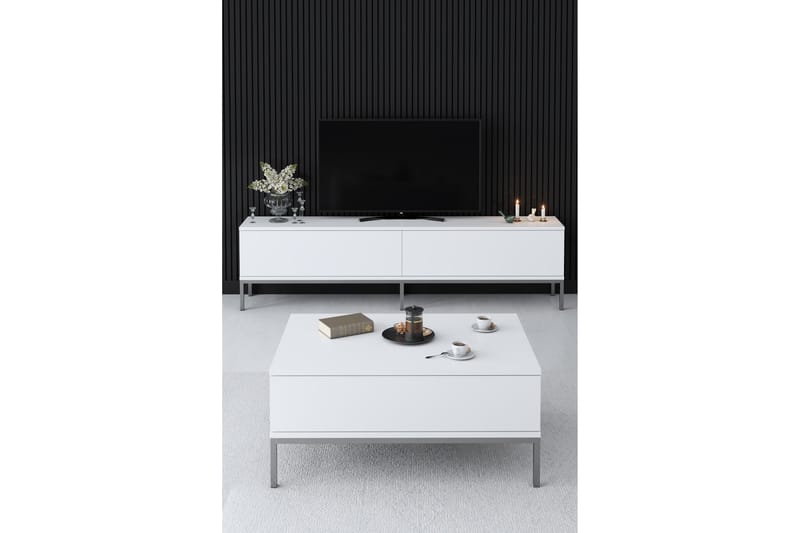 Dorlord TV-benk 180 cm - Hvit/Sølv - TV-benk & mediabenk