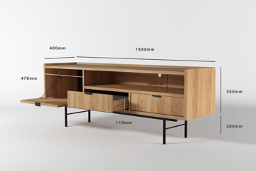 Dravo TV-benk 150 cm - Naturlig hickory - Møbler - Mediamøbel & tv møbel - TV-benk & mediabenk