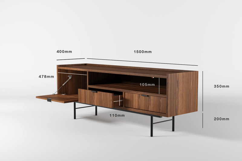 Dravo TV-benk 150 cm - Warmia valnøtt - Møbler - Mediamøbel & tv møbel - TV-benk & mediabenk