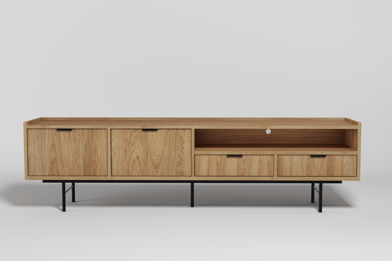 Dravo TV-benk 200 cm - Naturlig hickory - Møbler - Mediamøbel & tv møbel - TV-benk & mediabenk