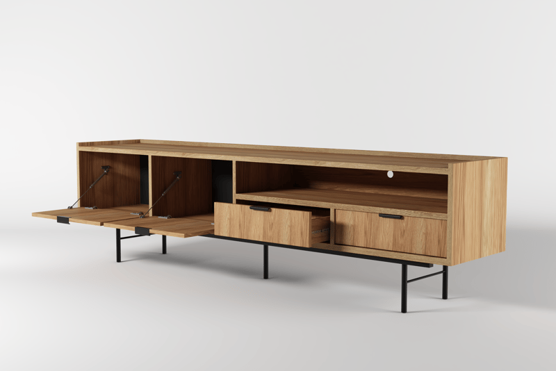 Dravo TV-benk 200 cm - Naturlig hickory - Møbler - Mediamøbel & tv møbel - TV-benk & mediabenk