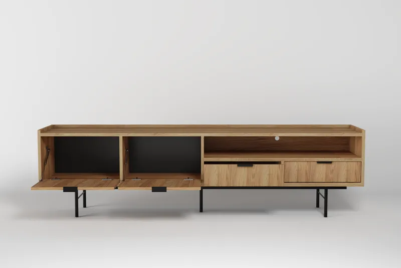 Dravo TV-benk 200 cm - Naturlig hickory - Møbler - Mediamøbel & tv møbel - TV-benk & mediabenk