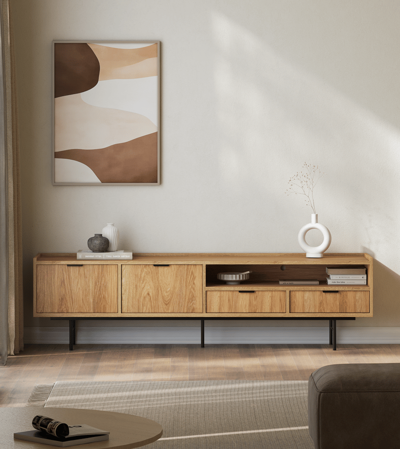 Dravo TV-benk 200 cm - Naturlig hickory - Møbler - Mediamøbel & tv møbel - TV-benk & mediabenk