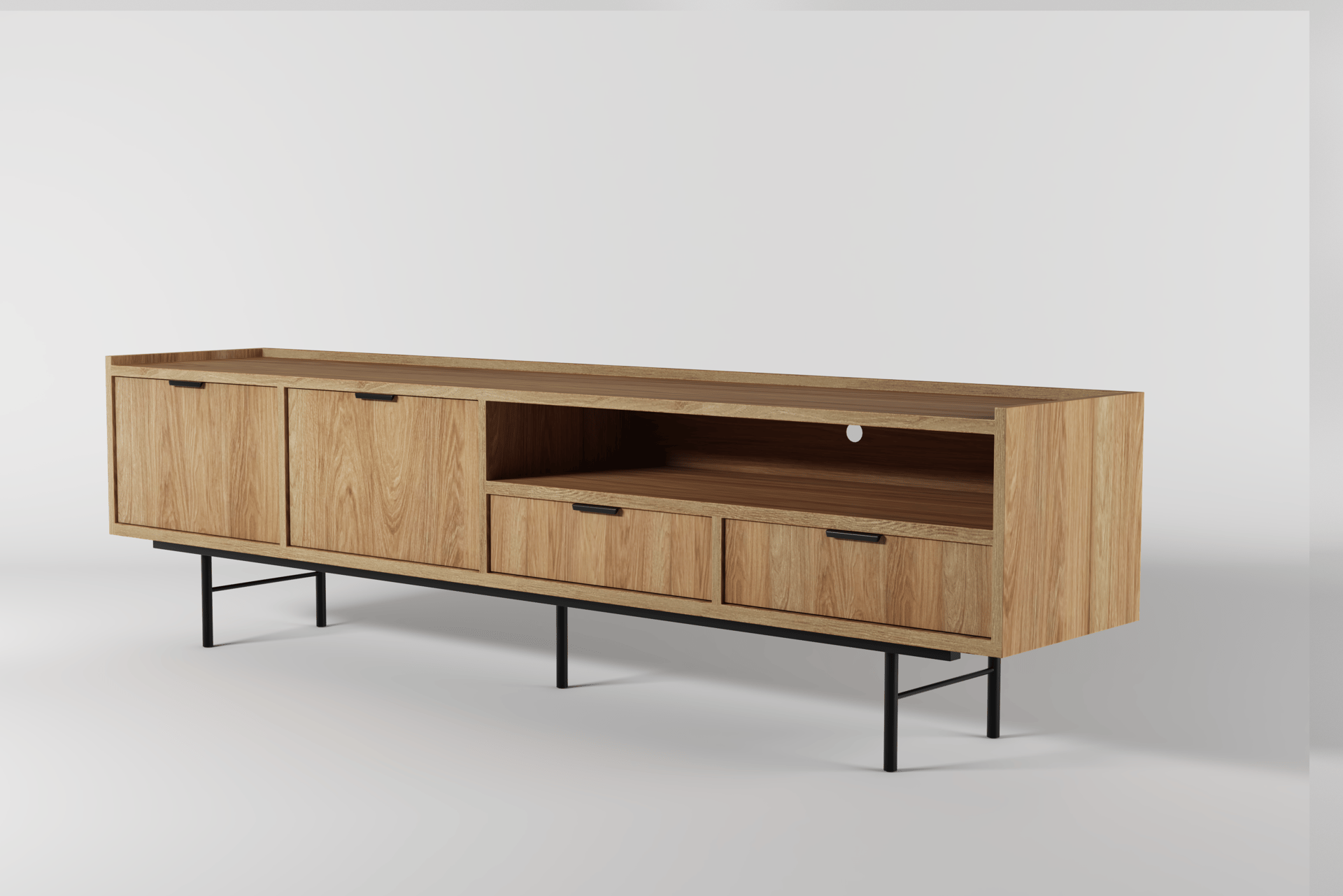 Dravo TV-benk 200 cm - Naturlig hickory