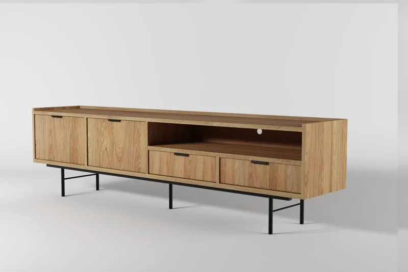 Dravo TV-benk 200 cm, Naturlig hickory