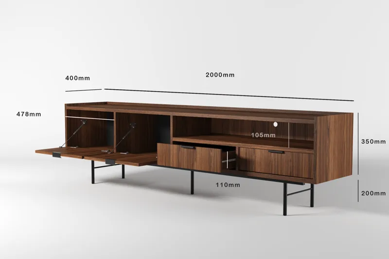 Dravo TV-benk 200 cm - Warmia valnøtt - Møbler - Mediamøbel & tv møbel - TV-benk & mediabenk