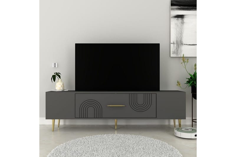 Drova TV-benk 150 cm - Antrasitt/Gull - Møbler - Mediamøbel & tv møbel - TV-benk & mediabenk