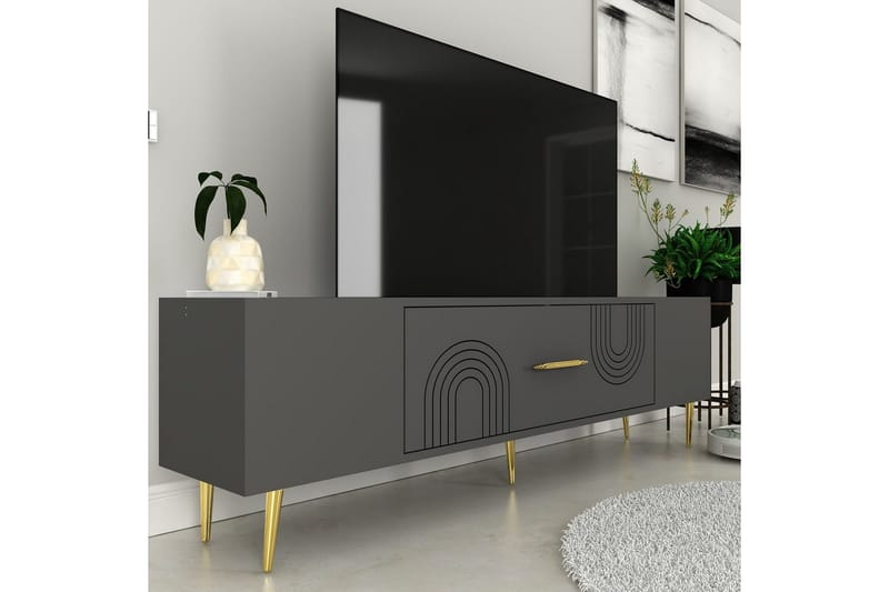 Drova TV-benk 150 cm - Antrasitt/Gull - Møbler - Mediamøbel & tv møbel - TV-benk & mediabenk