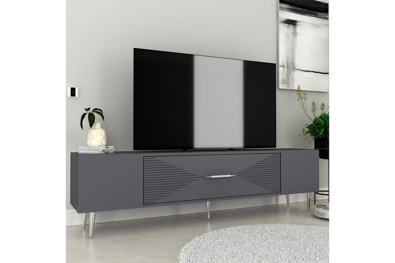 Drova TV-benk 150 cm - Antrasitt/Sølv - Møbler - Mediamøbel & tv møbel - TV-benk & mediabenk