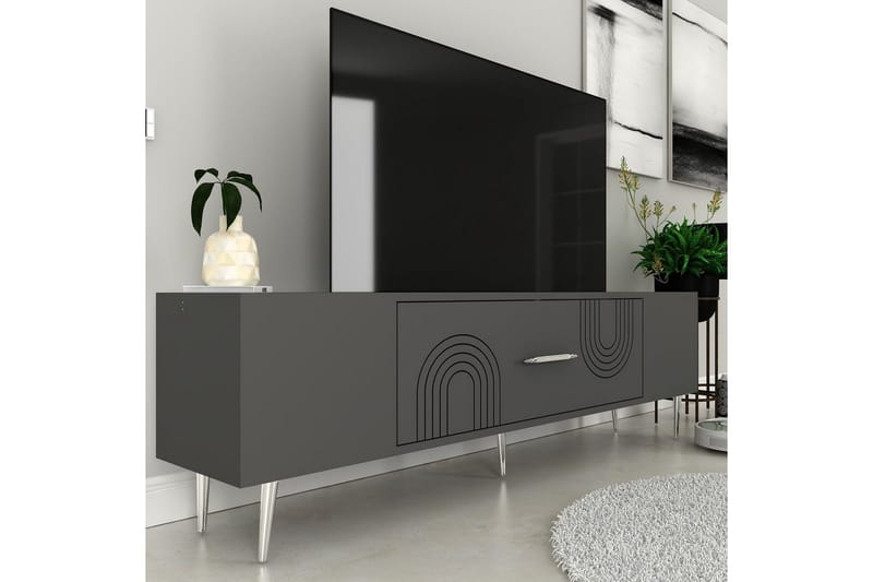 Drova TV-benk 150 cm - Antrasitt/Sølv - Møbler - Mediamøbel & tv møbel - TV-benk & mediabenk