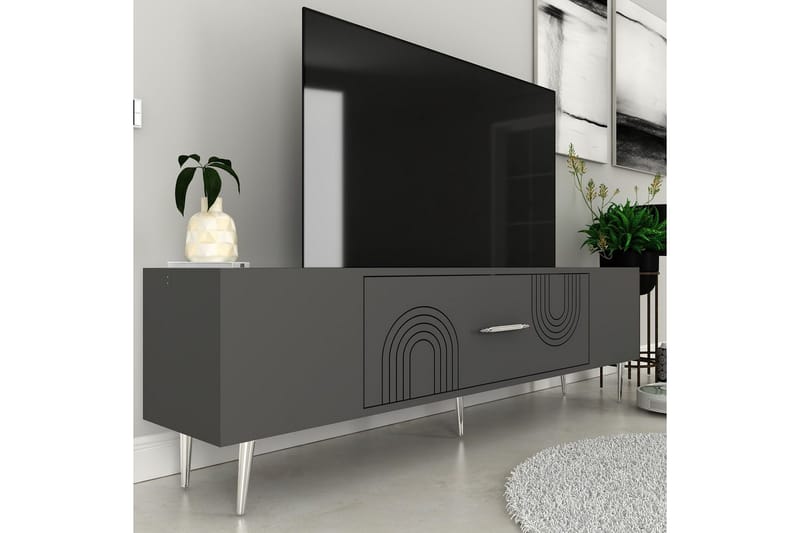 Drova TV-benk 150 cm - Antrasitt/Sølv - Møbler - Mediamøbel & tv møbel - TV-benk & mediabenk