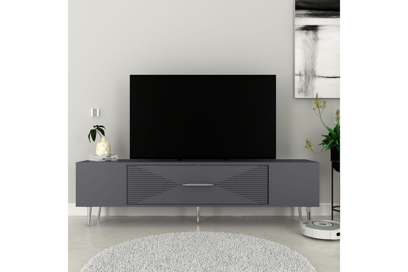 Drova TV-benk 150 cm - Antrasitt/Sølv - Møbler - Mediamøbel & tv møbel - TV-benk & mediabenk