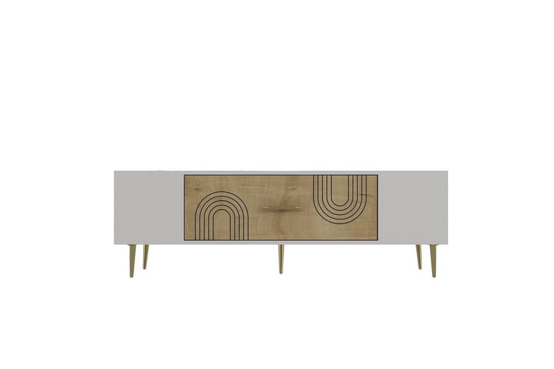 Drova TV-benk 150 cm, Eik/Hvit/Gull