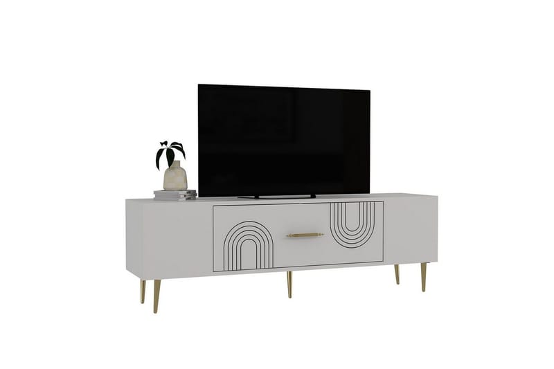 Drova TV-benk 150 cm - Hvit/Gull - Møbler - Mediamøbel & tv møbel - TV-benk & mediabenk