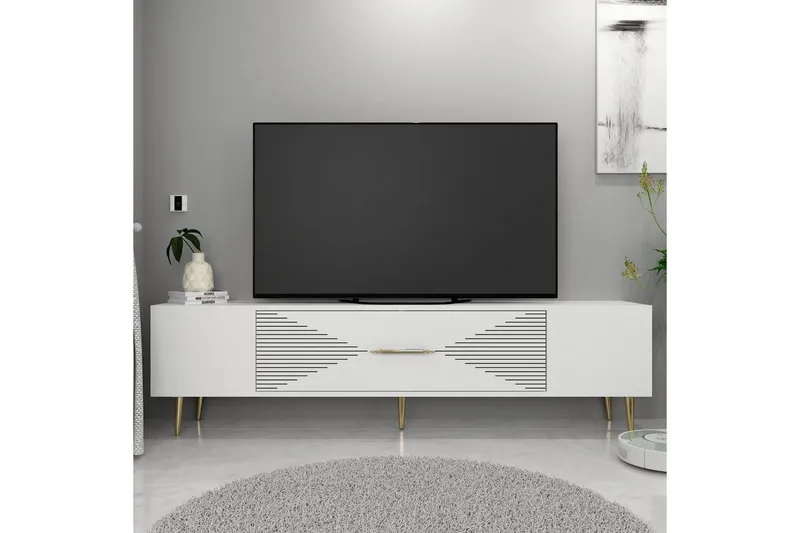 Drova TV-benk 150 cm - Hvit/Gull - Møbler - Mediamøbel & tv møbel - TV-benk & mediabenk