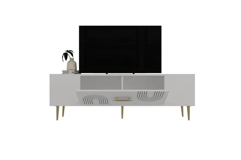 Drova TV-benk 150 cm - Hvit/Gull - Møbler - Mediamøbel & tv møbel - TV-benk & mediabenk