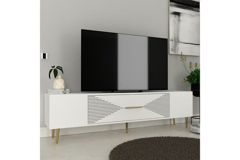 Drova TV-benk 150 cm - Hvit/Gull - Møbler - Mediamøbel & tv møbel - TV-benk & mediabenk