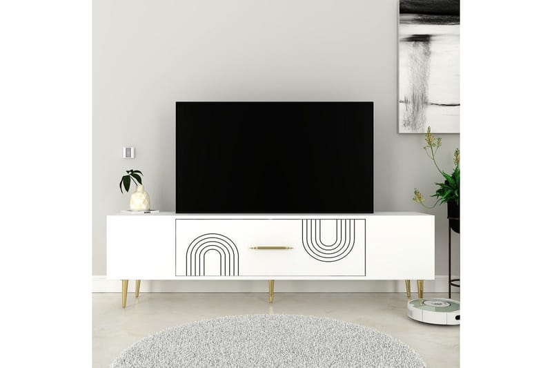 Drova TV-benk 150 cm - Hvit/Gull - Møbler - Mediamøbel & tv møbel - TV-benk & mediabenk